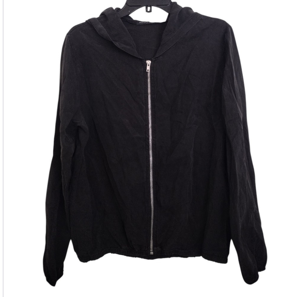 Brandy Melville Black Zip-Up Jacket With Hood One Size